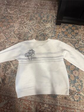 Billabong White Crewneck Sweater with Navy Palm Graphic